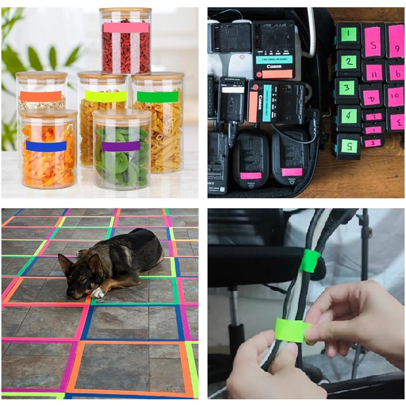G GEYYANG GEYYANG Spike Tape, 6-Pack Colored Gaffers Tape 1/2 inch x 11 Yards, Black Light UV Reactive, Multipurpose Neon Fluorescent Tape for Stage Marking, Party and Art Crafts - Image 5